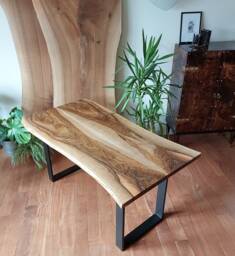 Walnut Table, Aluminum Square Legs, Black Matt, Customisable, Live Edge Slab, Home Office, Desk, Dining Table, Accent, Unique, Art Brut