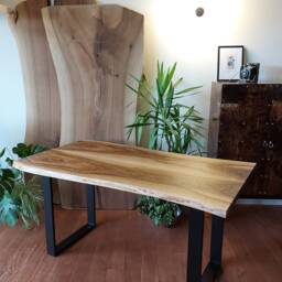 Custom Walnut Table, Aluminum Square Legs, Black Matt, Customisable, Live Edge Slab, Home Office, Desk, Dining Table, Accent, Unique, Art Brut - thumbnail 3
