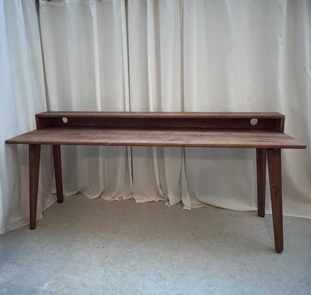 Bespoke Handmade Wooden Table/Desk. 200 X 60cm Industrial, Tapered Legs. Dark, Two Tire, Shelf, Monitors Stand, Computer Desk, Solid Wood - image 1