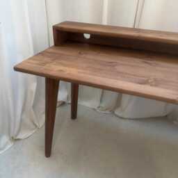Bespoke Handmade Wooden Table/Desk. 200 X 60cm Industrial, Tapered Legs. Dark, Two Tire, Shelf, Monitors Stand, Computer Desk, Solid Wood - thumbnail 2