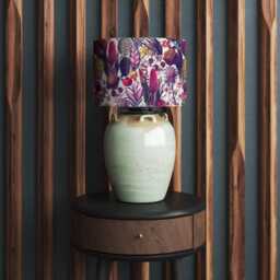 White Tropical Flowers Print Velvet Lampshade 25cm 30cm 35cm 40cm 45cm - Drum Lamp Shade Handmade Home Decor Ceiling Bright Floral - thumbnail 3