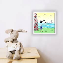 Original Drawing Sailor Boat Origami Lighthouse Decoration Boy Baby Birth Gift Square - thumbnail 3