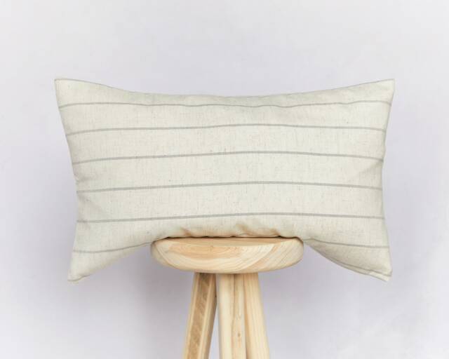 striped Farmhouse Cushion Cover Natural Grey Beige - 50 X 30cm - image 1