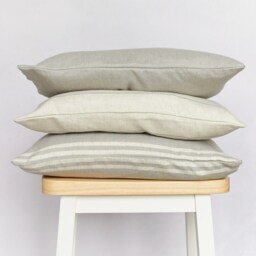 striped Farmhouse Cushion Cover Natural Grey Beige - 50 X 30cm - thumbnail 3