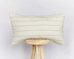striped Farmhouse Cushion Cover Natural Grey Beige - 50 X 30cm - thumbnail 1