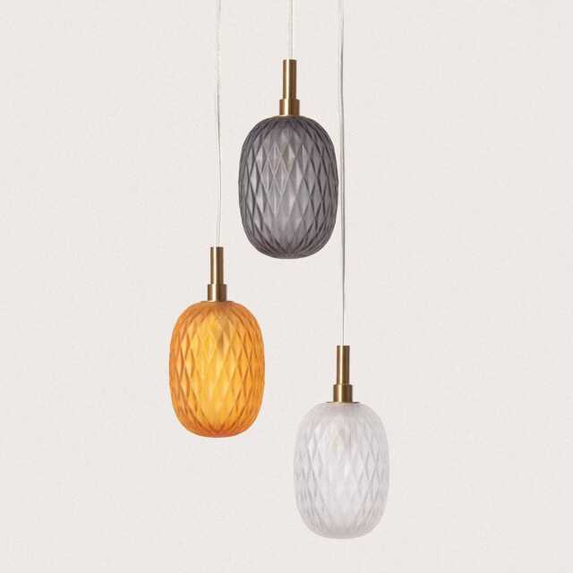Glass Pendant Chandelier Three Light Crystal Hanging Lamp - image 1