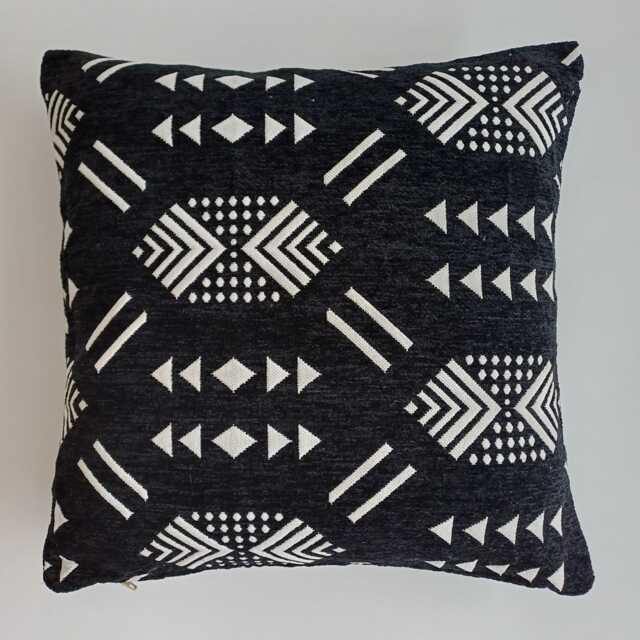 Moroccan Velvet Cushion Cover, Handmade Brocade Rich Black Pillow, Luxury Case, Decorative Pillow 16''x16''/40x40 cm - image 1