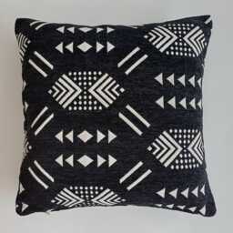 Moroccan Velvet Cushion Cover, Handmade Brocade Rich Black Pillow, Luxury Case, Decorative Pillow 16''x16''/40x40 cm
