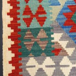 Runner Rug, Handmade Artisan Afghan Turkish Aztec Natural Wool Kilim Rug 256x80 cm - thumbnail 4