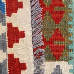 Runner Rug, Handmade Artisan Afghan Turkish Aztec Natural Wool Kilim Rug 256x80 cm - thumbnail 3