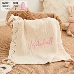 Personalized Newborn Blanket With Embroidered Name, Plush Cotton Baby Shower Gift, Christmas Birthday Present - thumbnail 1