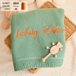Personalized Newborn Blanket With Embroidered Name, Plush Cotton Baby Shower Gift, Christmas Birthday Present - thumbnail 3