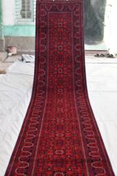 3x20 Long Hallway Carpet Handmade Afghan Wool Runner Rug - Red For Entryway - thumbnail 1