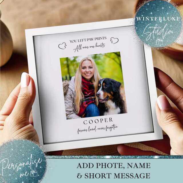 Personalised Dog Memorial Photo Frame Gift Keepsake Paw Prints On My Heart Pet Loss Sympathy Plaque Custom - image 1