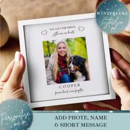 Personalised Dog Memorial Photo Frame Gift Keepsake Paw Prints On My Heart Pet Loss Sympathy Plaque Custom - thumbnail 1