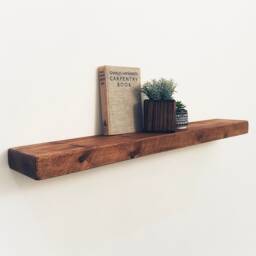 Wooden Floating Shelf, Solid Wood Shelves, Radiator Cover, 15cm Depth X 5cm Thickness, Handcrafted Wall Shelving With Hidden Fixings - thumbnail 2