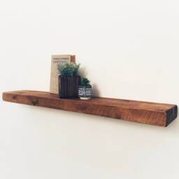 Wooden Floating Shelf, Solid Wood Shelves, Radiator Cover, 15cm Depth X 5cm Thickness, Handcrafted Wall Shelving With Hidden Fixings - thumbnail 3