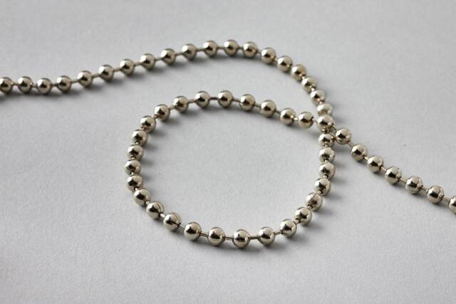 Silver Chain For Roller/Roman/Vertical/Blind 4.5mm Diameter Ball 1/3/5 Metre Variation Plus Free Connector - image 1