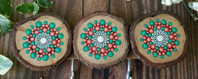 Handmade Wooden Key & Kitchen Towel Holder With Mandalas, Wall Key Organizer, Mandala Stand, Hooks For Keys, Boho Decor - image 1