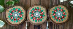 Handmade Wooden Key & Kitchen Towel Holder With Mandalas, Wall Key Organizer, Mandala Stand, Hooks For Keys, Boho Decor - thumbnail 1