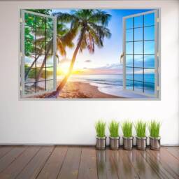 Tropical Beach Palm Tree Sunset Wall Decal Sticker Mural Poster Print Art Home Office Decor Hm4 - thumbnail 2