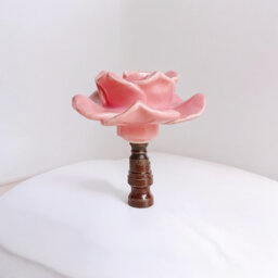One Of Rose Porcelain Lamp Shade Finial - Topper Fit Standard Harp Threads - thumbnail 1