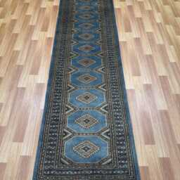 2.3x9 Gray Color Bokhara Rug - Runner Hallway Luxury Bukhara Fine Quality Woolen Afghan - thumbnail 2