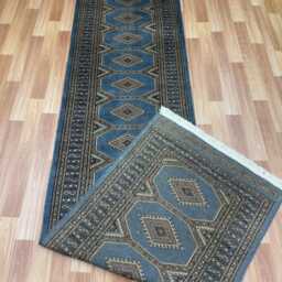 2.3x9 Gray Color Bokhara Rug - Runner Hallway Luxury Bukhara Fine Quality Woolen Afghan - thumbnail 4