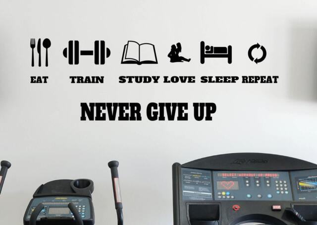 Gym Motivation Quote Vinyl Decal Never Give Up Workout Fitness Wall Sticker Sport Home Interior Graphics 1(Mps - image 1