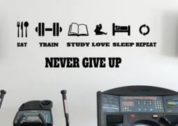 Gym Motivation Quote Vinyl Decal Never Give Up Workout Fitness Wall Sticker Sport Home Interior Graphics 1(Mps - thumbnail 1