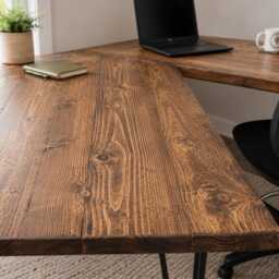 Reclaimed Wood L-Shaped Corner Desk With Uk-Made Hairpin Legs - Custom Sizes - thumbnail 2