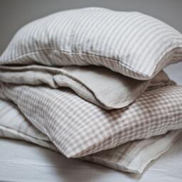 Linen Striped Pillow Case/Natural Sham Cover/ Bedroom Bedding Single - thumbnail 3