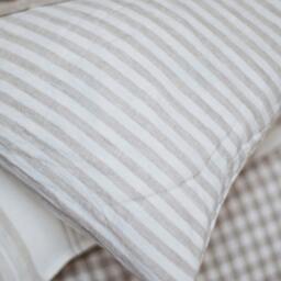 Linen Striped Pillow Case/Natural Sham Cover/ Bedroom Bedding Single - thumbnail 2