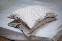 Linen Striped Pillow Case/Natural Sham Cover/ Bedroom Bedding Single - thumbnail 1