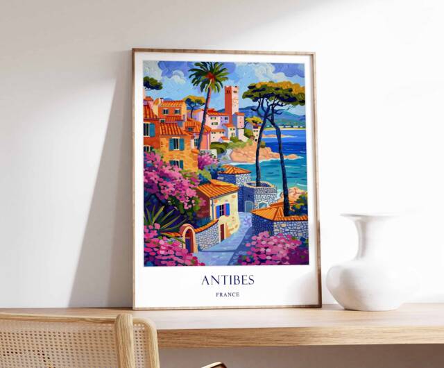 Antibes Poster, French Riviera Gift For Travel Lover, European Poster, France Print, Wall Art. Home Decor, Scenery - image 1