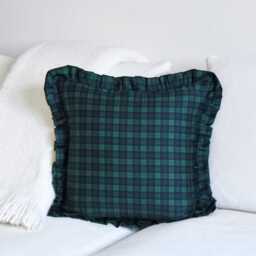 Green Tartan Ruffle Cushion Cover Plaid Cotton Frill Pillow Christmas Scatter Check Throw Custom Sizes - thumbnail 3