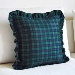 Green Tartan Ruffle Cushion Cover Plaid Cotton Frill Pillow Christmas Scatter Check Throw Custom Sizes - thumbnail 2
