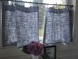 Indigo Blue's Cafe Curtain Choose Color, Window Treatments, Kitchen Valance, Curtain, Bathroom Curtains, Damask Fabric - thumbnail 1
