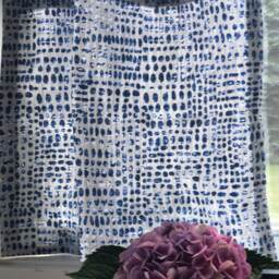 Indigo Blue's Cafe Curtain Choose Color, Window Treatments, Kitchen Valance, Curtain, Bathroom Curtains, Damask Fabric - thumbnail 2
