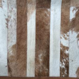 "Cowhide Patchwork Rug. Brown Stripes Amazing Design 5.2 Ft X 6.6 Ft Leather Frame 4 " - thumbnail 2
