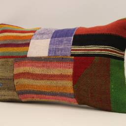 Lumbar Pillow, Patchwork Sofa Pillow, 12x20 in 30x50 cm, Vintage Turkish Kilim Pillow, Home Cushion Cover Boho Pillow Koef-920 - thumbnail 3