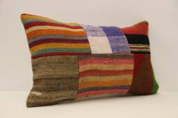 Lumbar Pillow, Patchwork Sofa Pillow, 12x20 in 30x50 cm, Vintage Turkish Kilim Pillow, Home Cushion Cover Boho Pillow Koef-920