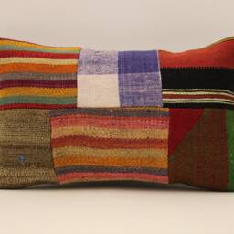 Lumbar Pillow, Patchwork Sofa Pillow, 12x20 in 30x50 cm, Vintage Turkish Kilim Pillow, Home Cushion Cover Boho Pillow Koef-920 - thumbnail 2