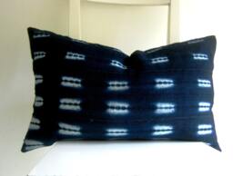Indigo Mud Cloth Lumbar 21 X 12 Cushion Cover - thumbnail 1