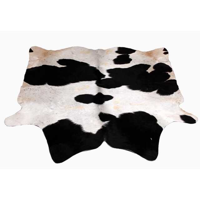 Extra Large Black & White Cowhide Rug Hair-On Leather Area Rug - 60x60 Inches - image 1