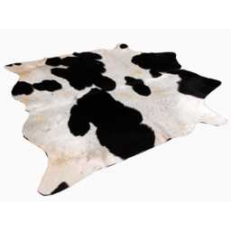 Extra Large Black & White Cowhide Rug Hair-On Leather Area Rug - 60x60 Inches - thumbnail 4