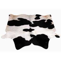 Extra Large Black & White Cowhide Rug Hair-On Leather Area Rug - 60x60 Inches - thumbnail 1