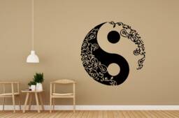 Mandala Wall Decal - Yin Yang Yoga Studio Bohemian Vinyl Sticker Boho Home Decor Bedroom Art Na102 - thumbnail 1