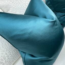 Scatter Teal Cushion Cover, Textured Sateen Pillow Luxury - thumbnail 4