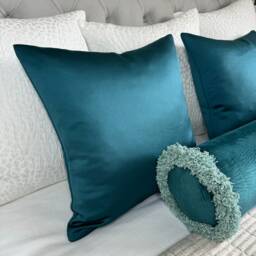 Scatter Teal Cushion Cover, Textured Sateen Pillow Luxury Throw Modern Sofa Harlequin Fabric - thumbnail 3